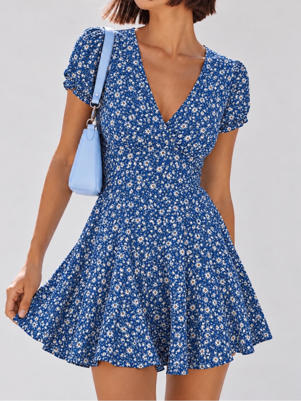 Princess Polly The Stint blue floral mini dress, size 0
